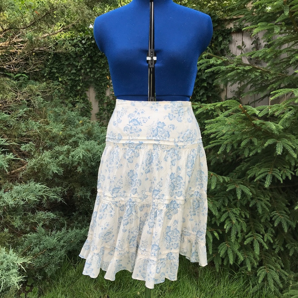 Breezy Floral Cotton Skirt with Tiered Ruffles